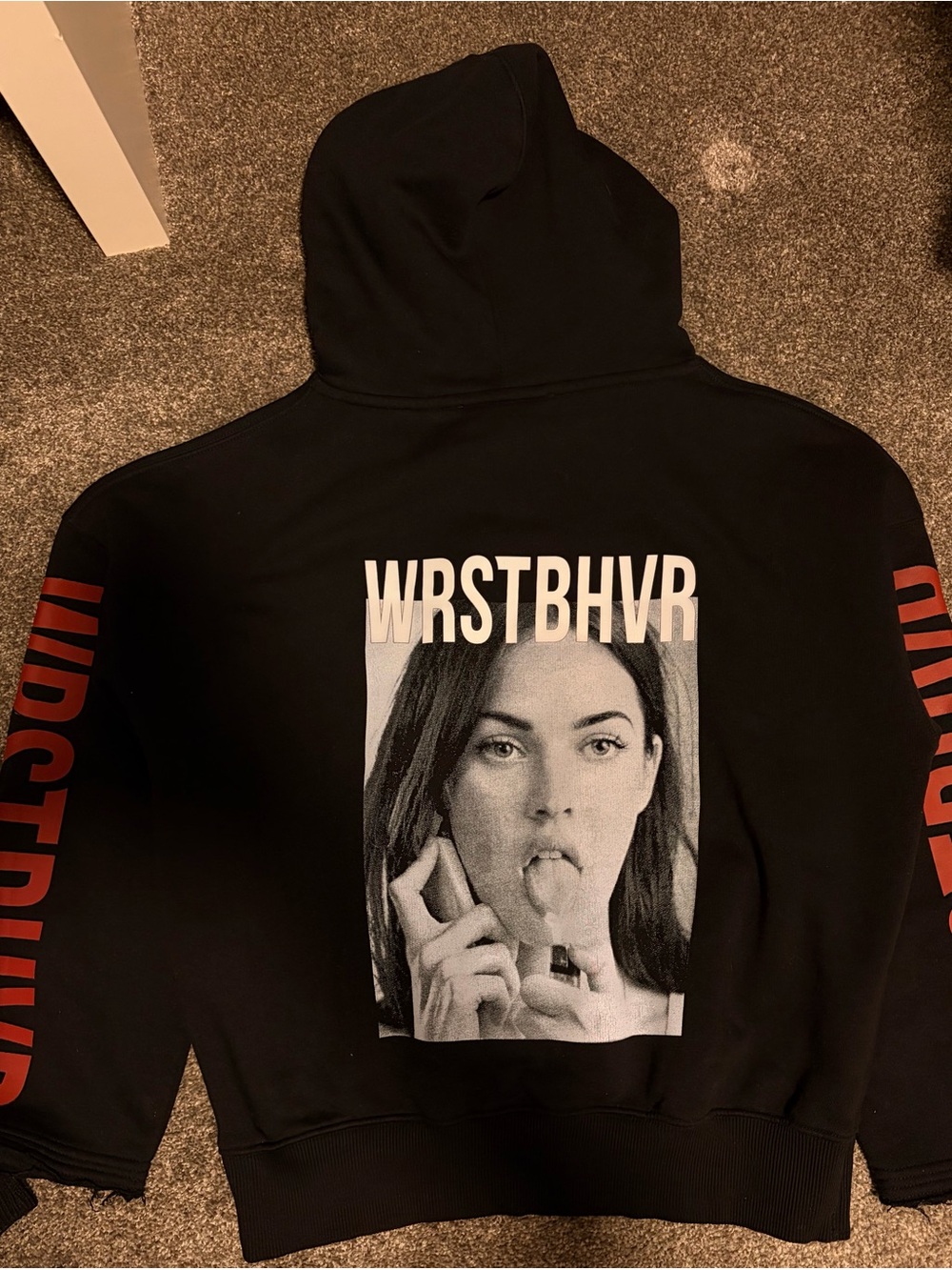 WRST BHVR Hoodie Black Graphic Hoodie with Photo Print feat Megan Fox